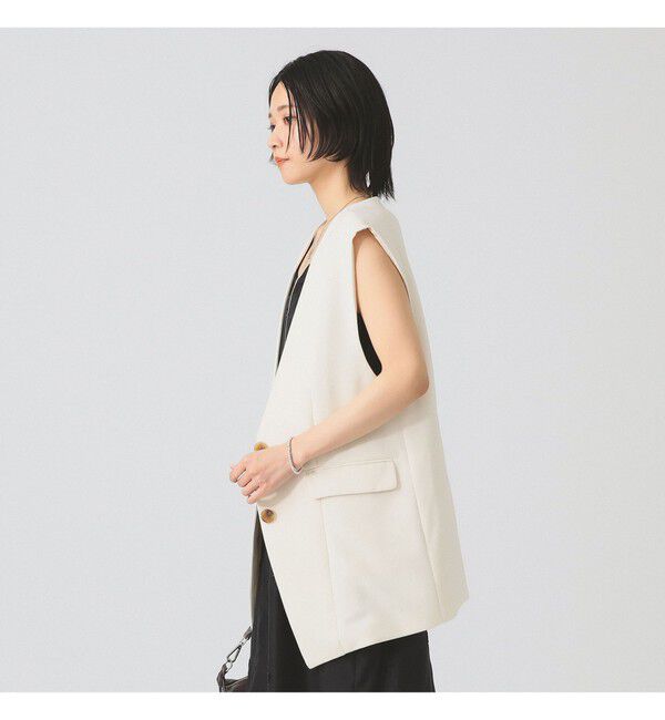 Ray BEAMS 「ノーカラー バック ギャザー ジレ」|ベスト・ジレ|