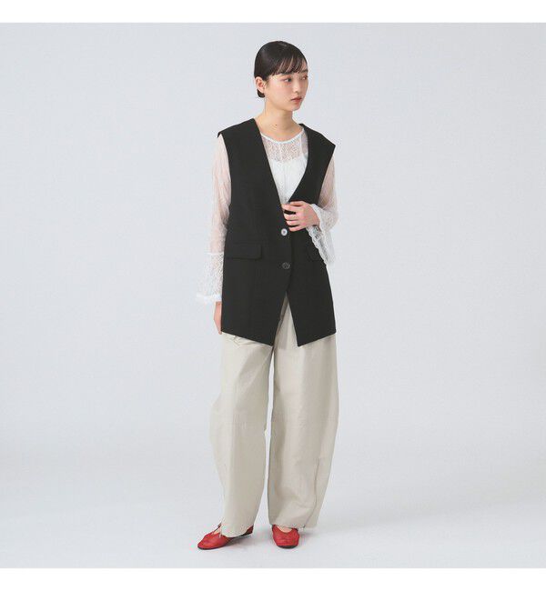 Ray BEAMS 「ノーカラー バック ギャザー ジレ」|ベスト・ジレ|