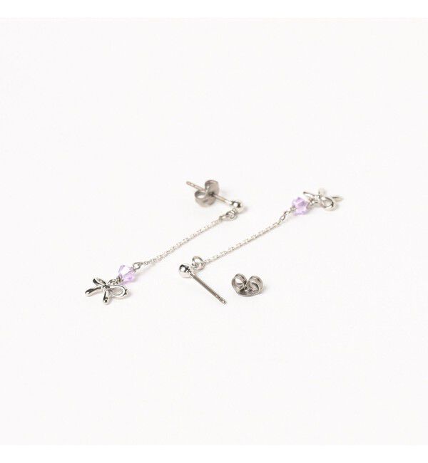 Ray BEAMS 「リボン & ストーン ピアス」|ピアス|