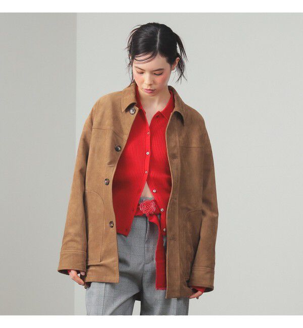 Ray BEAMS 「フェイク スエード ハーフ コート」|ダッフルコート|