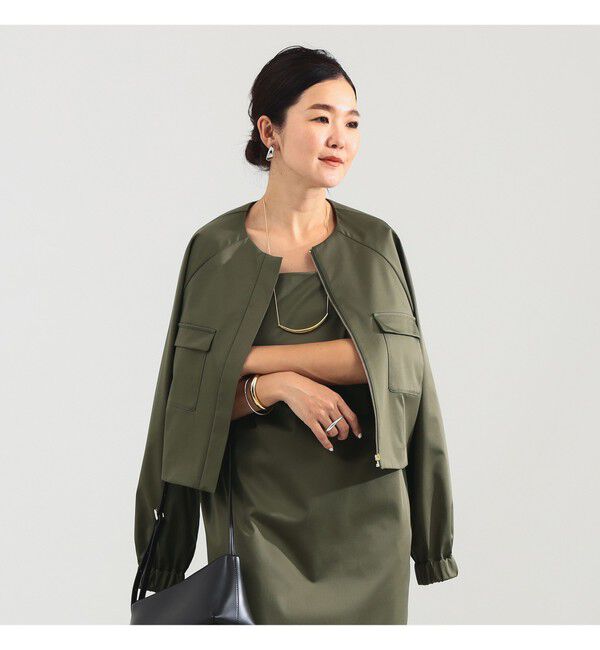 Demi-Luxe BEAMS 「エディター東原妙子 &times; Demi-Luxe BEAMS / シャイニー ポケット ショートブルゾン」|ブルゾン・スタジャン|