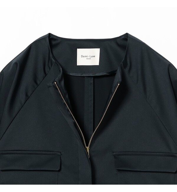 Demi-Luxe BEAMS 「エディター東原妙子 &times; Demi-Luxe BEAMS / シャイニー ポケット ショートブルゾン」|ブルゾン・スタジャン|