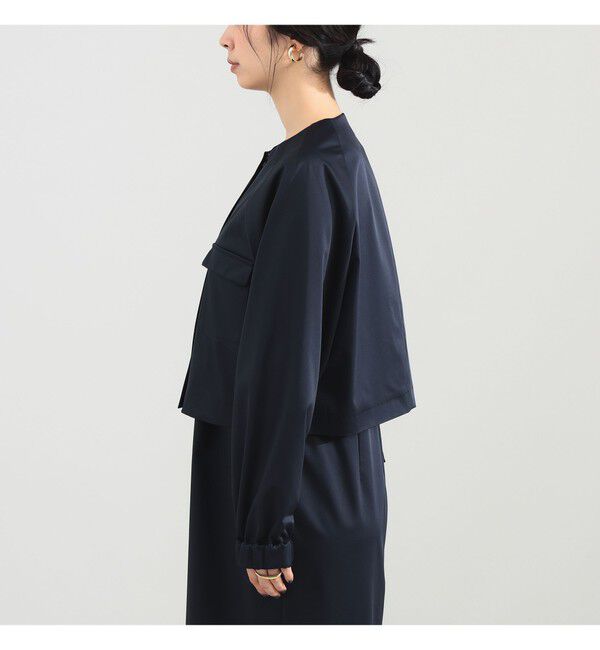 Demi-Luxe BEAMS 「エディター東原妙子 &times; Demi-Luxe BEAMS / シャイニー ポケット ショートブルゾン」|ブルゾン・スタジャン|