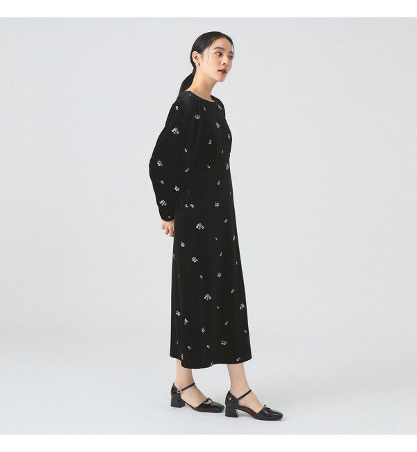 Ray BEAMS 「ベロア 刺繍 ワンピース」|ワンピース|