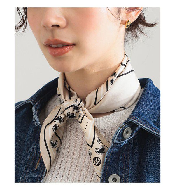 Demi-Luxe BEAMS 「lescarf / ペイズリー スカーフ」|ストール|Sand/White&Black