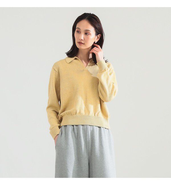 Demi-Luxe BEAMS 「【別注】BATONER / リネン スキッパーネック ニット」|ニット・セーター|別注YELLOW