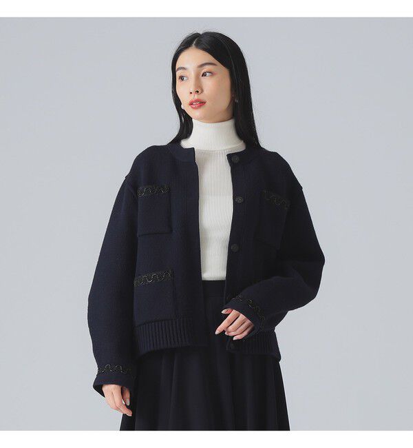 Demi-Luxe BEAMS 「3G ウール ジャケット カーディガン」|ニット・セーター|NAVY