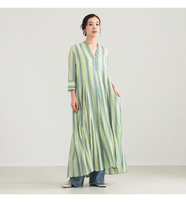 Demi-Luxe BEAMS 「ne Quittez pas / ボイル ストライプ パネル ワンピース」|ワンピース|