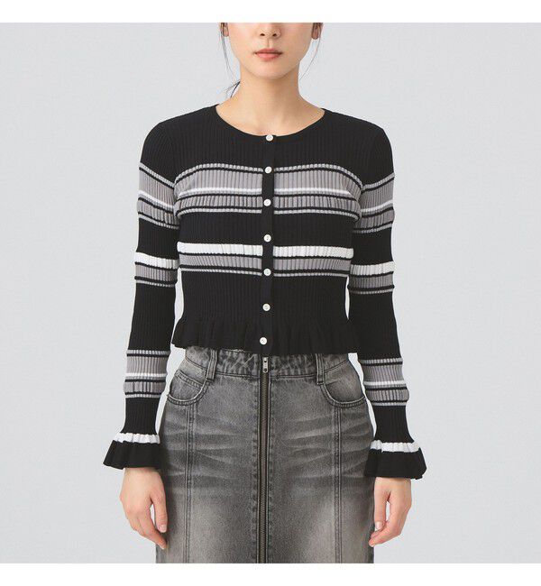 Ray BEAMS 「リブ マルチボーダー カーディガン」|カーディガン|