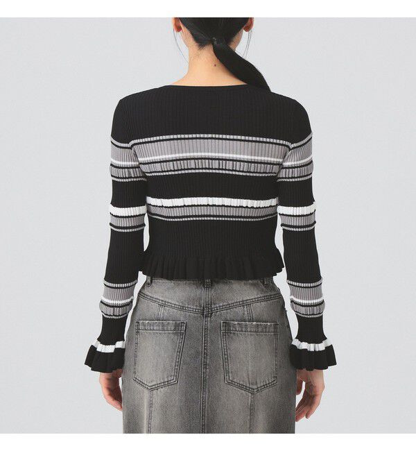 Ray BEAMS 「リブ マルチボーダー カーディガン」|カーディガン|