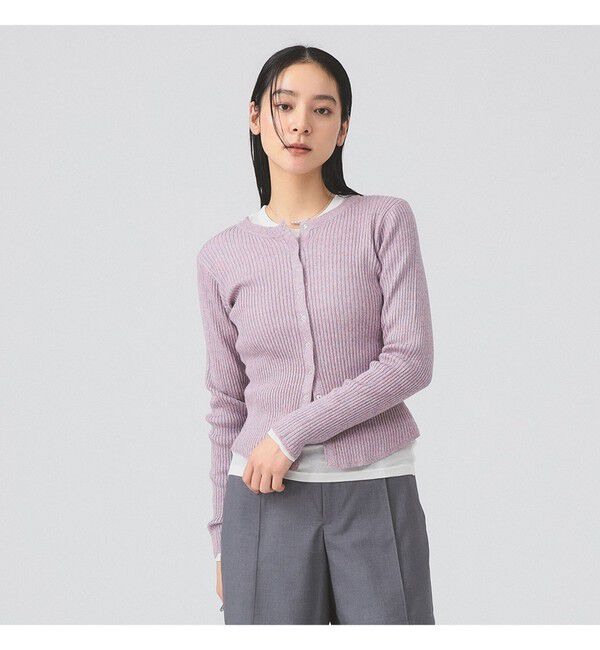 Ray BEAMS 「メランジ リブ スナップ カーディガン」|カーディガン|