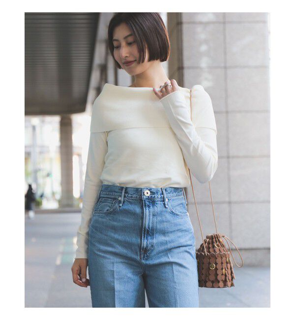 Demi-Luxe BEAMS 「レーヨン ポリエステル オフショルダー プルオーバー ニット」|ニット・セーター|ECRU