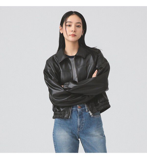 Ray BEAMS 「フェイクレザー ジップ ブルゾン」|ブルゾン・スタジャン|