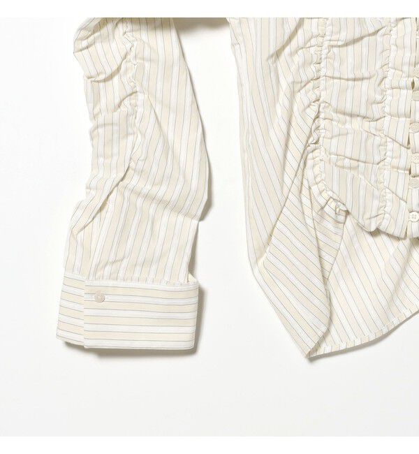 Ray BEAMS 「ストライプ シャーリング Vネック ブラウス」|シャツ・ブラウス|