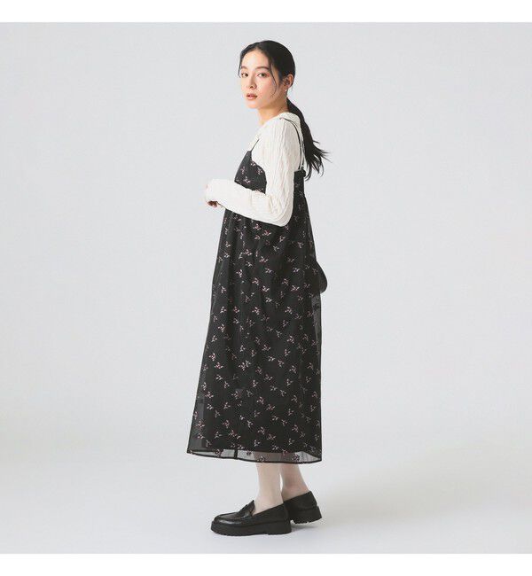 Ray BEAMS 「シアー フラワー ジャカード キャミワンピース」|ワンピース|