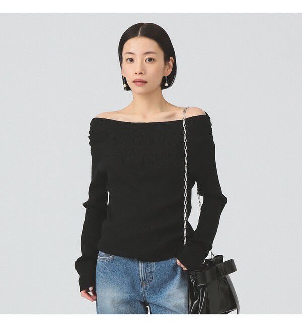 Ray BEAMS 「リブ オフショルダー ニット」|ニット・セーター|BLACK