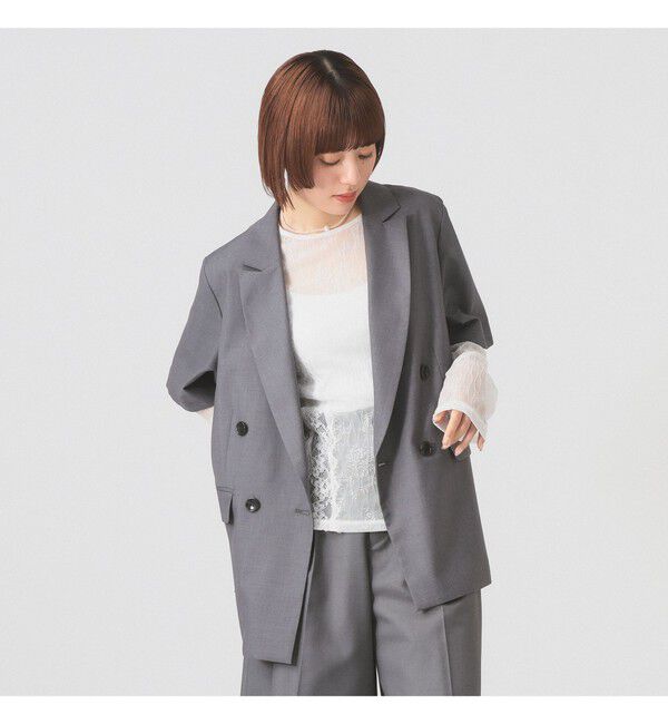 Ray BEAMS 「4ボタン ダブル ハーフスリーブ ジャケット 26SS」|テーラードジャケット|