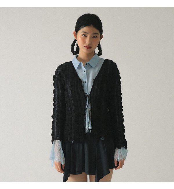 Ray BEAMS 「メッシュ ストライプ カーディガン」|カーディガン|