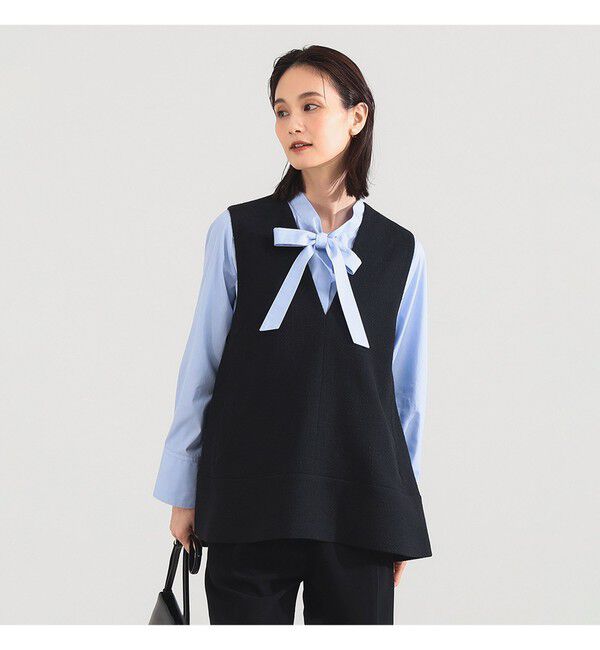 Demi-Luxe BEAMS 「ツイード フレア Vネック ジレ＊」|シャツ・ブラウス|BLACK