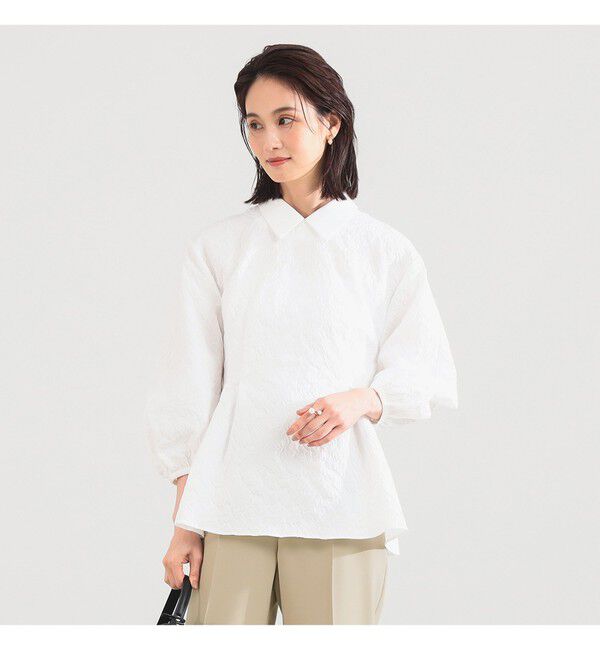 Demi-Luxe BEAMS 「フクレ織り アタッチドカラー ブラウス＊」|シャツ・ブラウス|