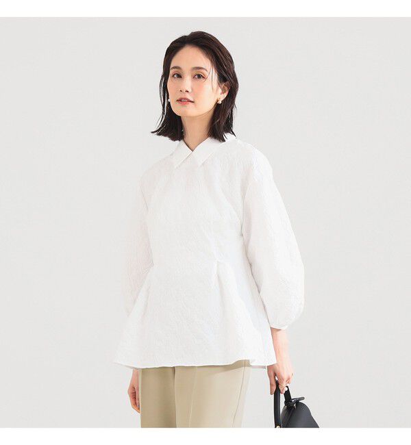 Demi-Luxe BEAMS 「フクレ織り アタッチドカラー ブラウス＊」|シャツ・ブラウス|