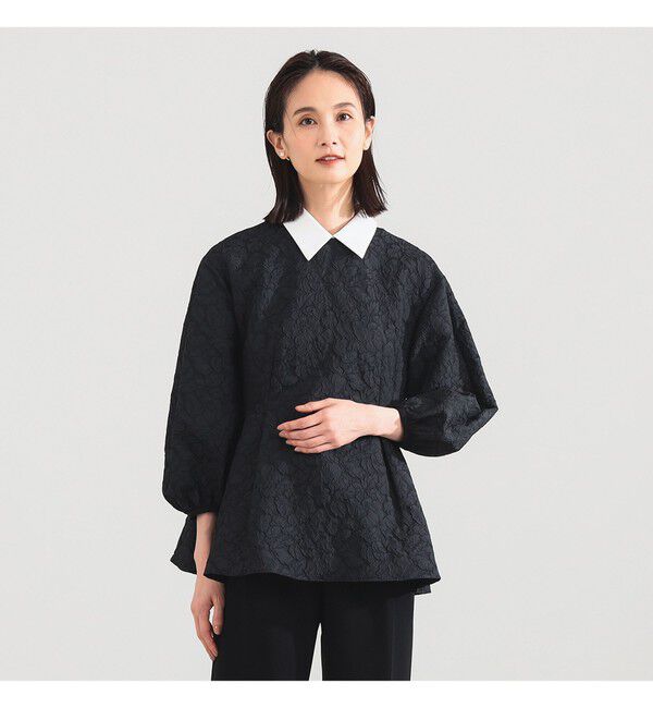 Demi-Luxe BEAMS 「フクレ織り アタッチドカラー ブラウス＊」|シャツ・ブラウス|