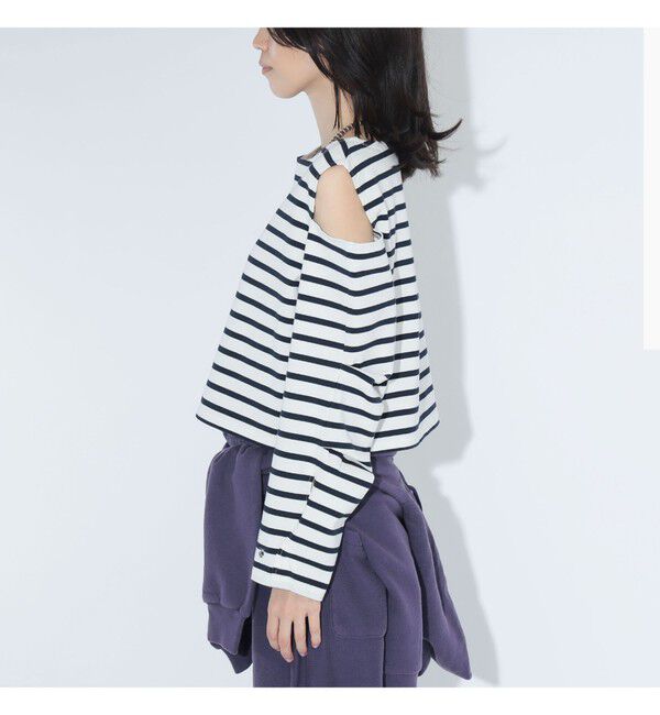 BEAMSBOY「maturely / ボーダー オープン ショルダー ロングスリーブ カットソー」|Tシャツ・カットソー|