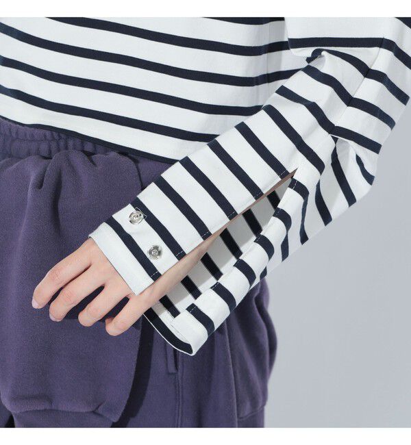 BEAMSBOY「maturely / ボーダー オープン ショルダー ロングスリーブ カットソー」|Tシャツ・カットソー|