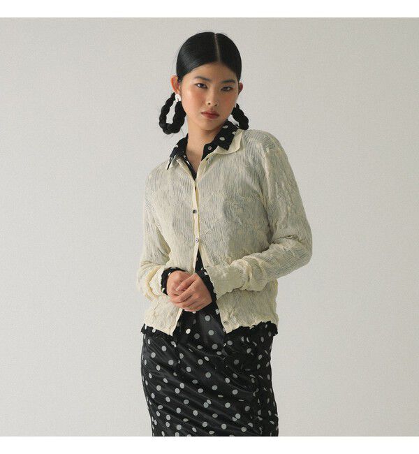 Ray BEAMS 「シアー リブ ニット ポロ カーディガン」|ニット・セーター|