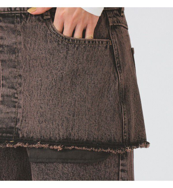 Ray BEAMS 「デニムスカート レイヤード パンツ」|デニム|