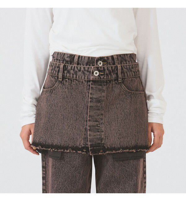 Ray BEAMS 「デニムスカート レイヤード パンツ」|デニム|