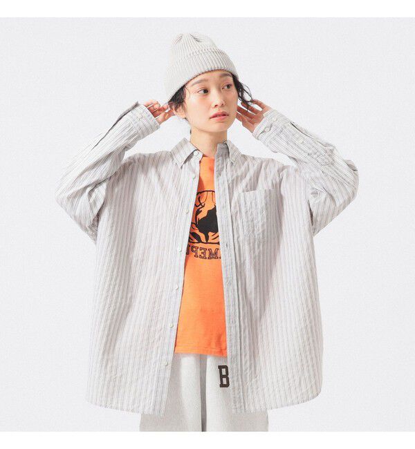 BEAMSBOY「ドビー ストライプ ビッグ BDシャツ」|シャツ・ブラウス|GREY