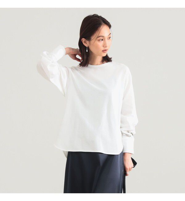Demi-Luxe BEAMS 「コットンキュプラ ラウンドヘム ロングスリーブ Tシャツ」|Tシャツ・カットソー|WHITE