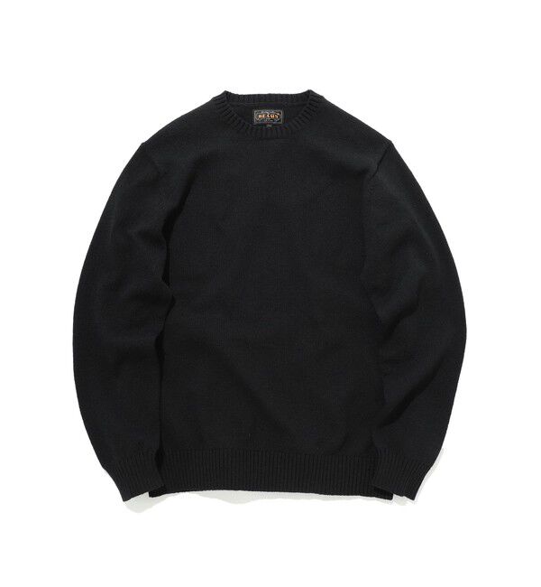 BEAMS PLUS「Crew LilyYarn 7G」|ニット・セーター|BLACK