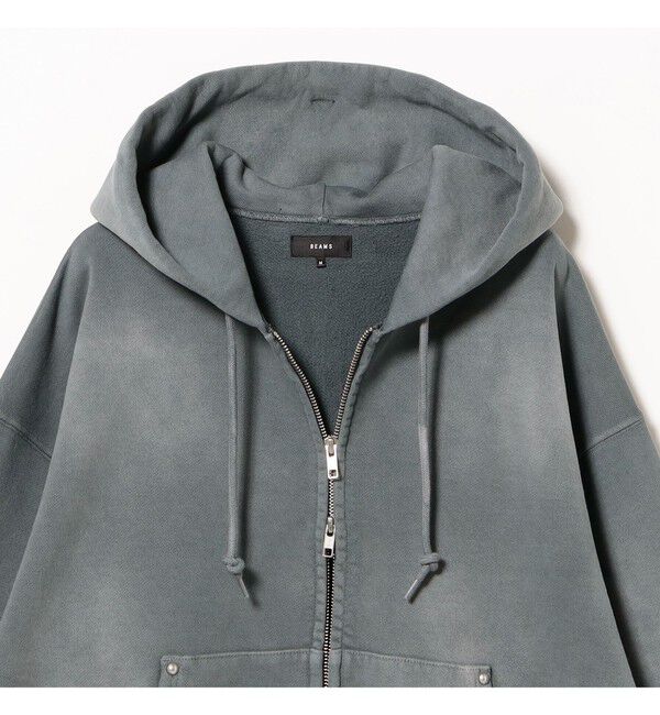 BEAMS「フェード リベット フルジップアップ フーディ 【ワイドショートフィット】」|スウェット・ジャージ|