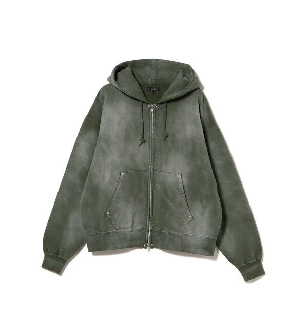 BEAMS「フェード リベット フルジップアップ フーディ 【ワイドショートフィット】」|スウェット・ジャージ|FADE_GREEN