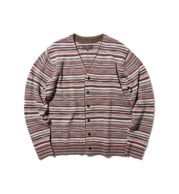 BEAMS PLUS「Cardigan Stripe」|ニット・セーター|RED