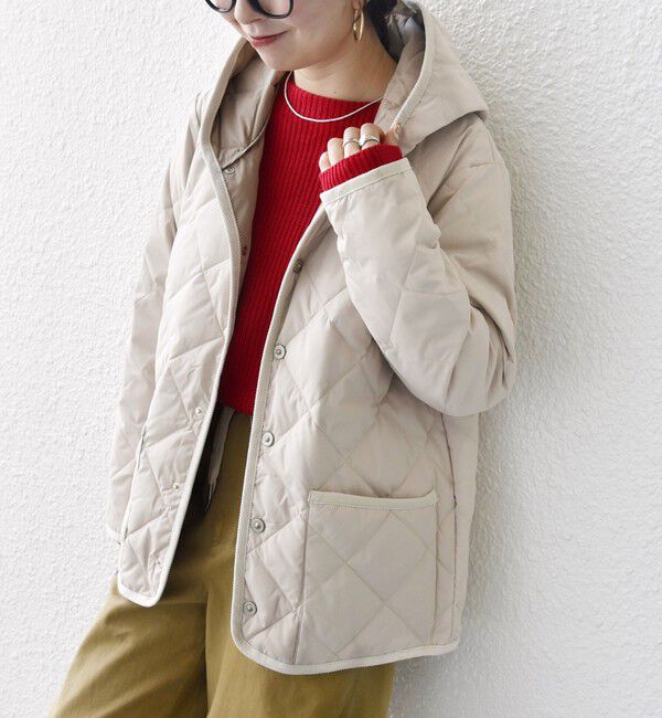 SHIPS any「【SHIPS any別注】TAION:〈手洗い可能〉パイピング フード ジャケット」|ダウン|オフホワイト