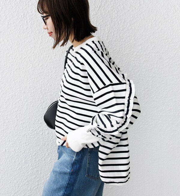 SHIPS for women「〈洗濯機可能〉ロング リブ スリーブ フリル カットソー」|Tシャツ・カットソー|