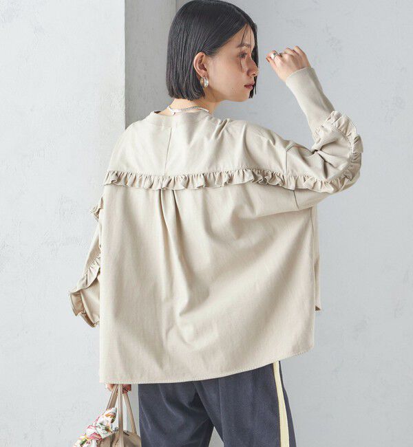 SHIPS for women「〈洗濯機可能〉ロング リブ スリーブ フリル カットソー」|Tシャツ・カットソー|