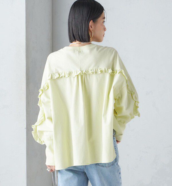 SHIPS for women「〈洗濯機可能〉ロング リブ スリーブ フリル カットソー」|Tシャツ・カットソー|