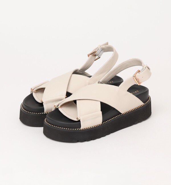 quaranciel「quaranciel: プラットフォーム クロス スタッズ サンダル」|サンダル|