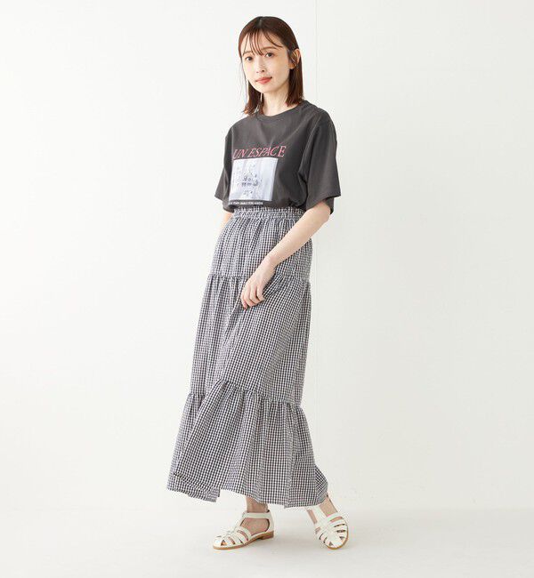 SHIPS Colors 「SHIPS Colors:〈手洗い可能〉ギンガムチェック ティアード スカート」|フレア|