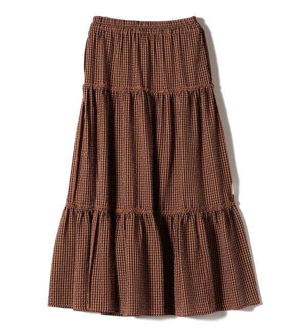 SHIPS Colors 「SHIPS Colors:〈手洗い可能〉ギンガムチェック ティアード スカート」|フレア|