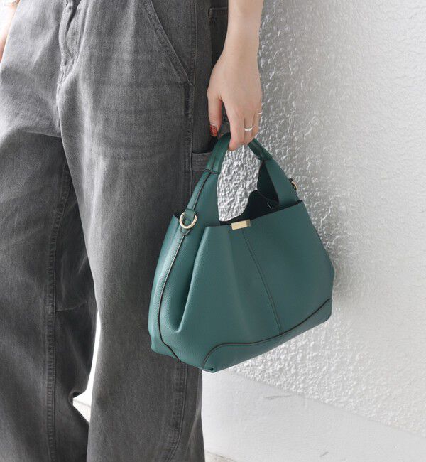 SHIPS any「SHIPS any: ゴールド プレート ワンハンドル 2WAY バッグ」|ショルダー・メッセンジャー|グリーン