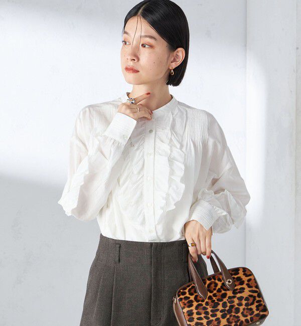 SHIPS for women「〈手洗い可能〉コットン シルク ローン フリル ブラウス」|シャツ・ブラウス|