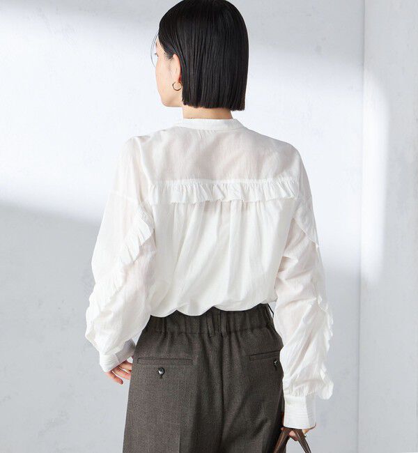 SHIPS for women「〈手洗い可能〉コットン シルク ローン フリル ブラウス」|シャツ・ブラウス|