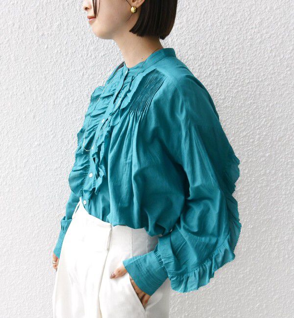 SHIPS for women「〈手洗い可能〉コットン シルク ローン フリル ブラウス」|シャツ・ブラウス|