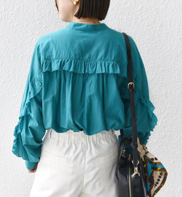 SHIPS for women「〈手洗い可能〉コットン シルク ローン フリル ブラウス」|シャツ・ブラウス|