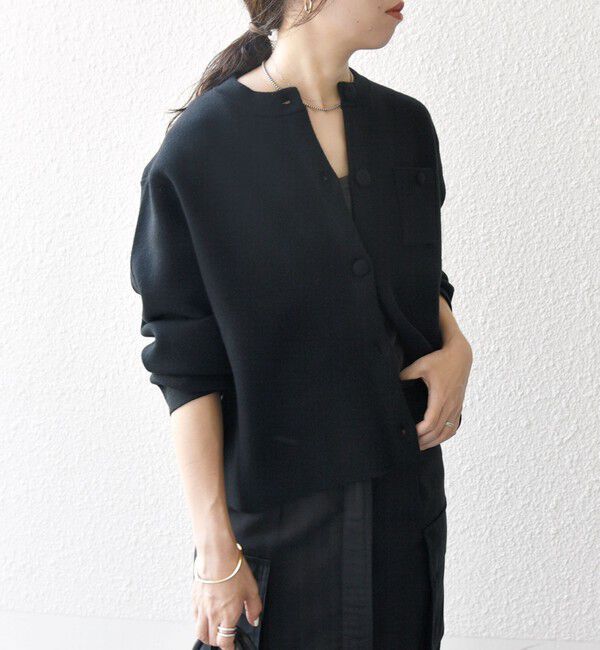 SHIPS any「SHIPS any: ミラノリブ ノーカラー ニット ジャケット カーディガン」|カーディガン|